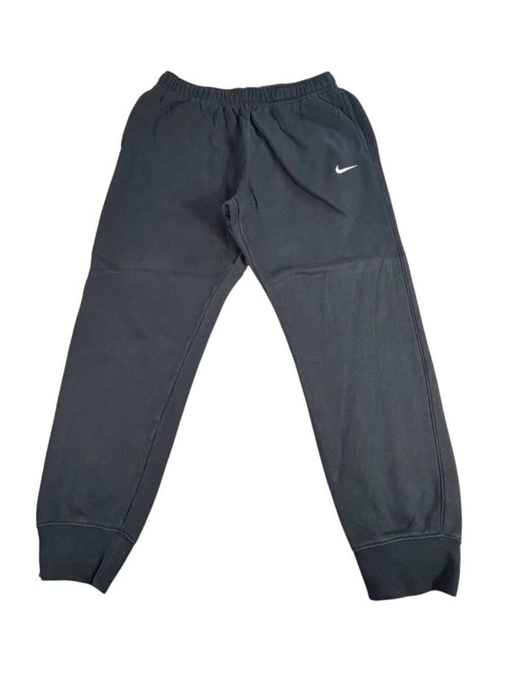 Nike Black Jogger Sweatpants Sz L Elastic Waist Swoosh Athletic Comfort Fleece